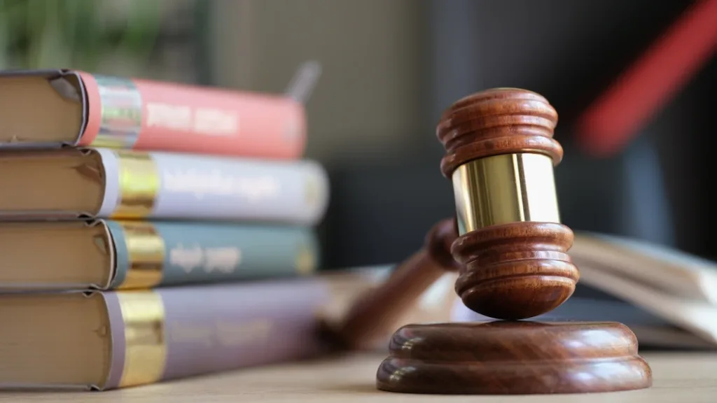 Gavel and legal books